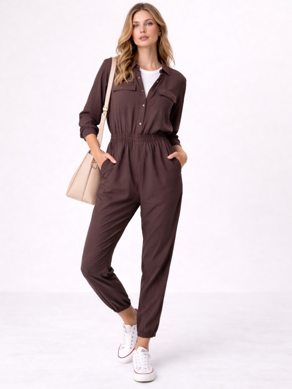 Madewell Viscose Jumpsuit Womens M Utility Button Front pockets‎ Casual Travel